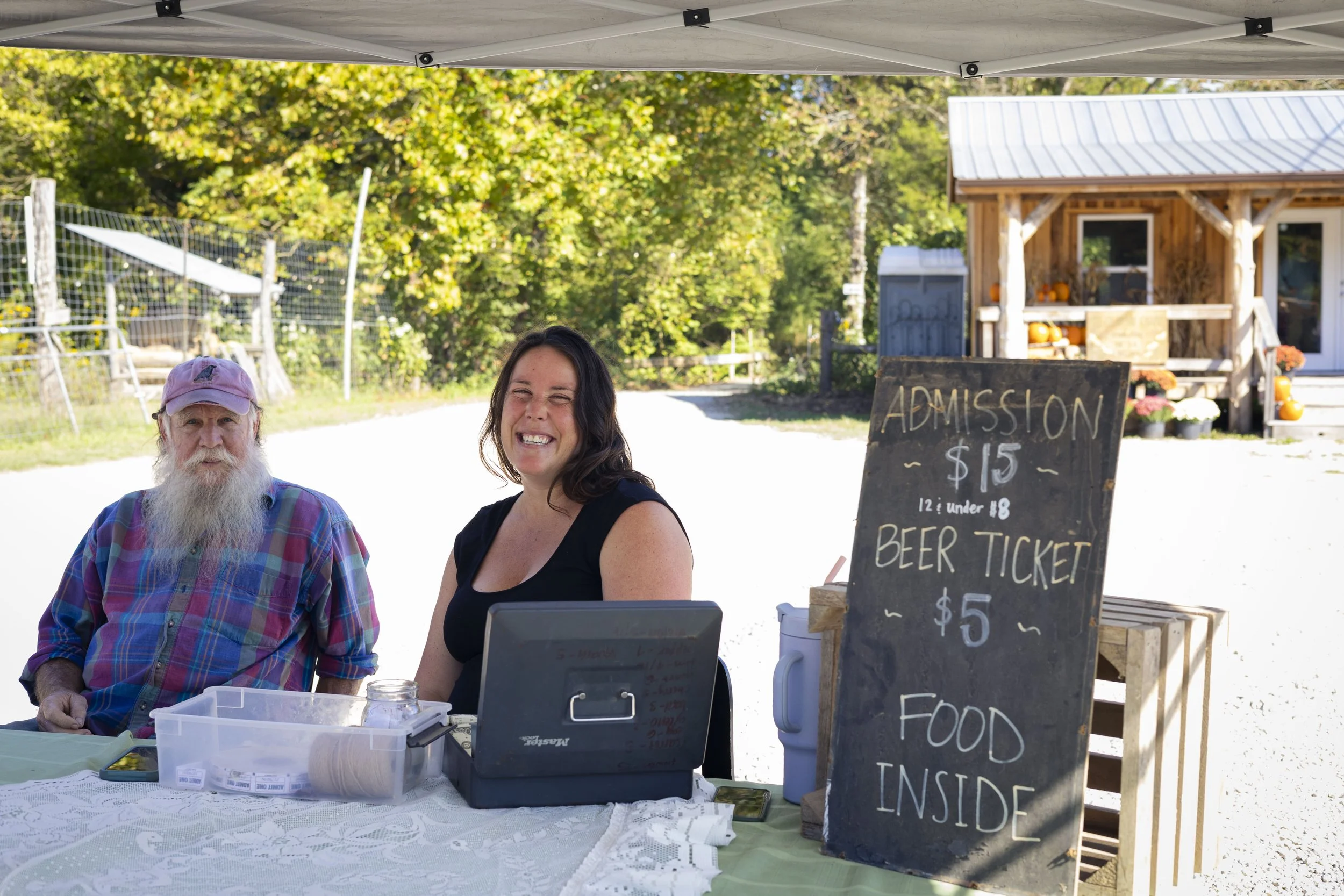Pat and Delany work the table for a square dance