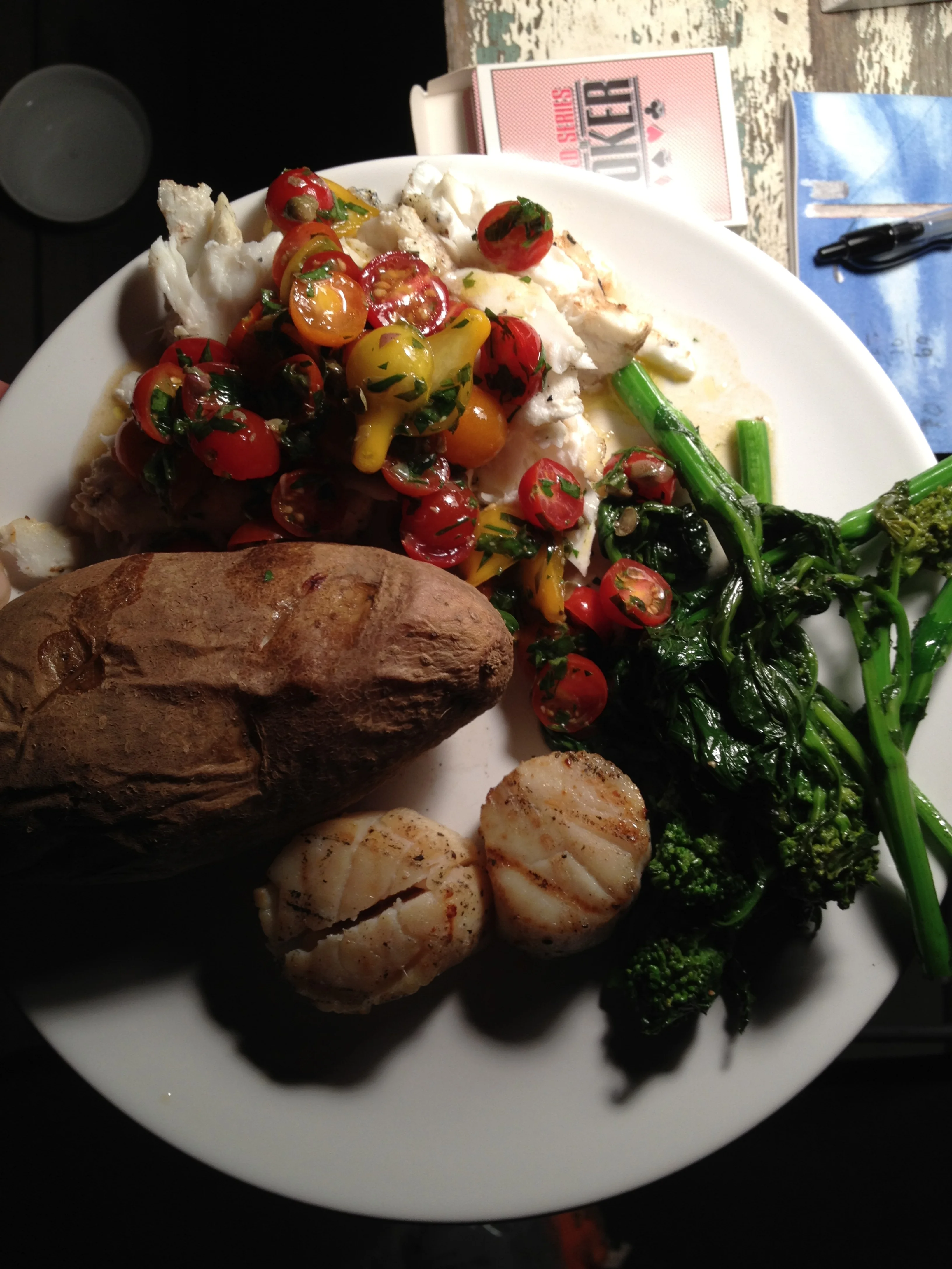 Cape Cod surf n surf: swordfish and scallops. 