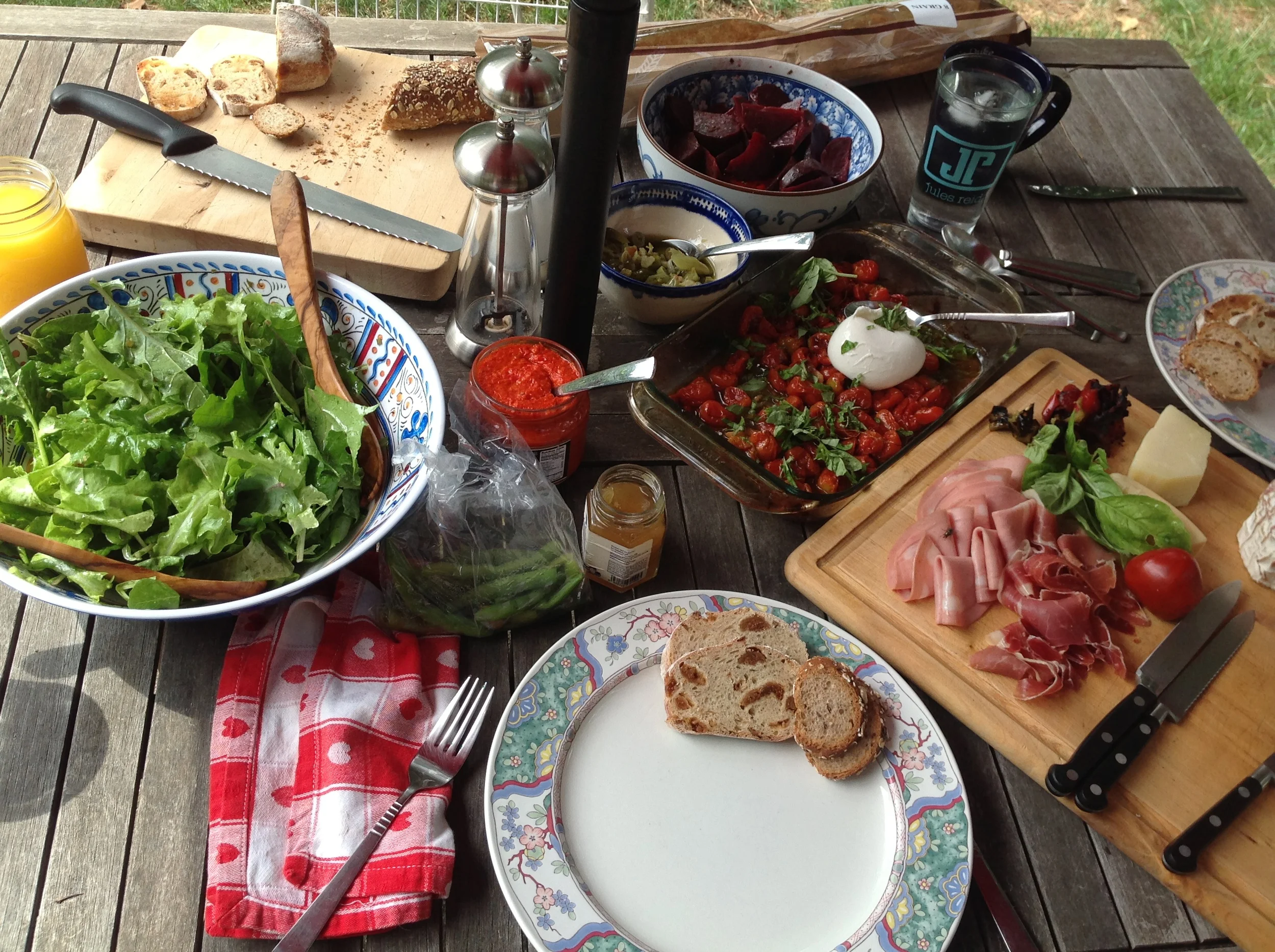 Backyard picnic. 