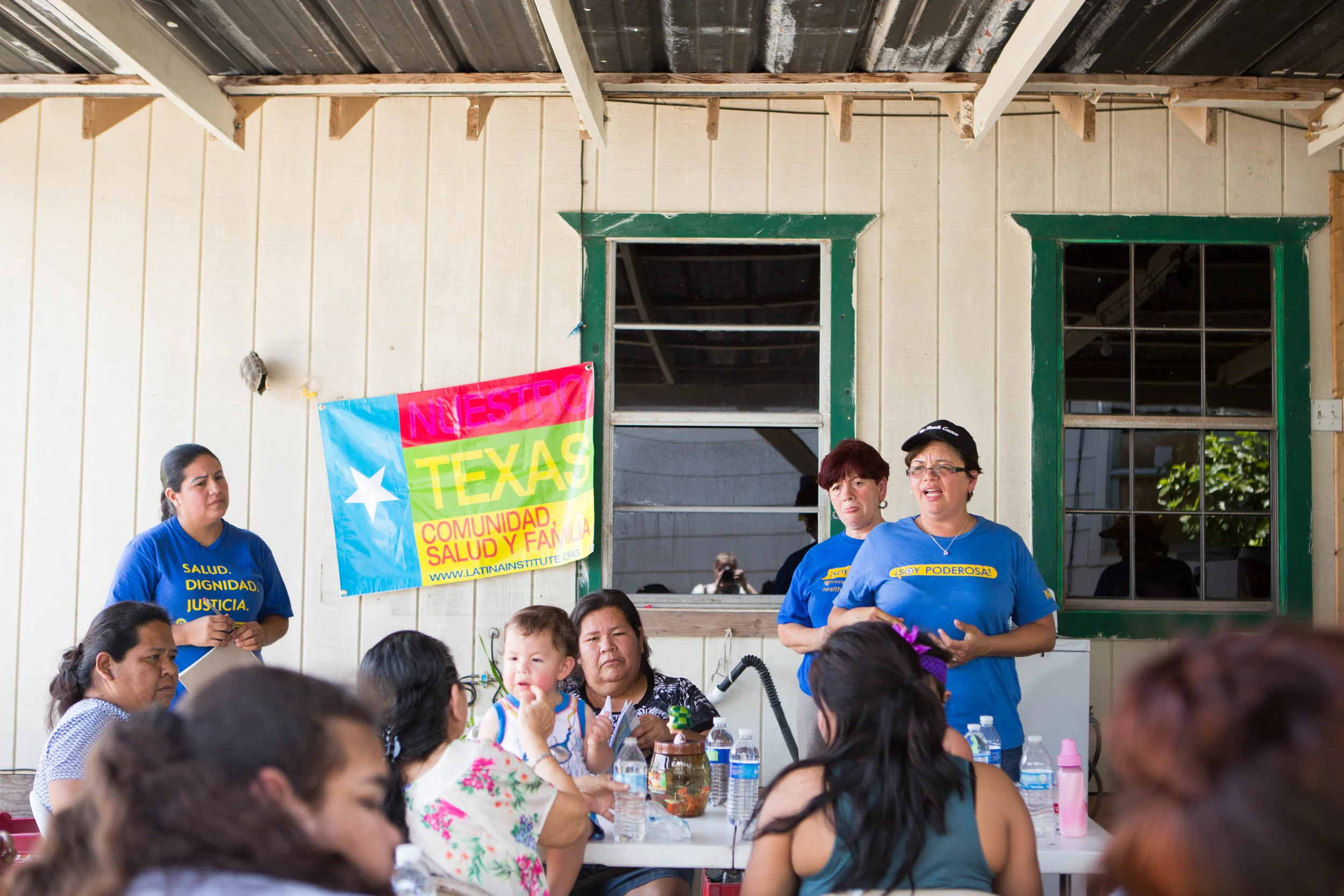  Lucy Felix,&nbsp;a health outreach field organizer, speaks to local women located in the Rio Grande Valley. 