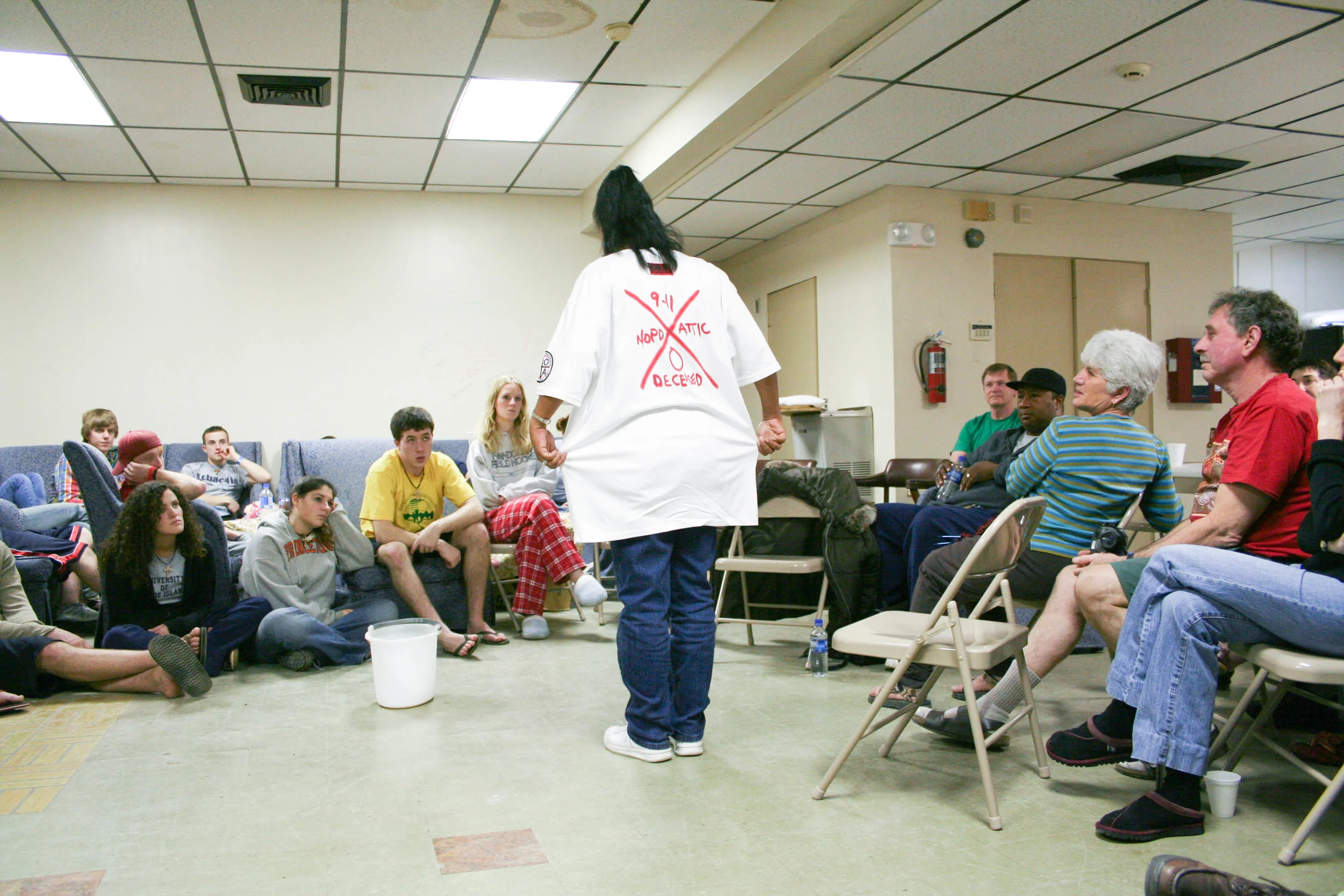  A Hurricane Katrina survivor speaks to the group 