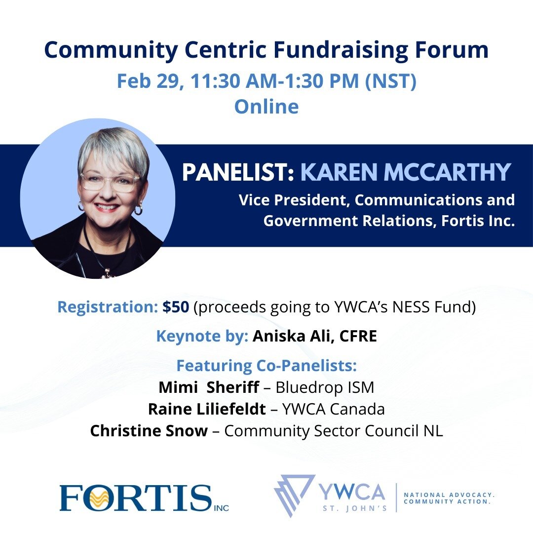 📣 Join us for an essential conversation on CCF, and learn about equity and social justice in fund development.

Meet our second panelist, Karen!

✨ Karen McCarthy oversees communications and government relations for Fortis Inc., a leading North Amer