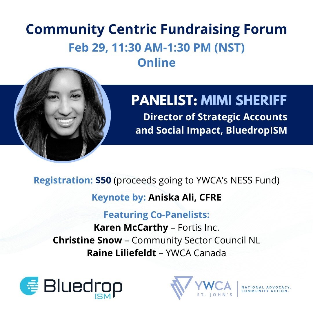📣 Join us for an essential conversation on CCF, and learn about equity and social justice in fund development.

Meet our third panelist, Mimi!

✨ Mimi Sheriff is the Director of Strategic Accounts and Social Impact at Bluedrop. Certified as a Sustai