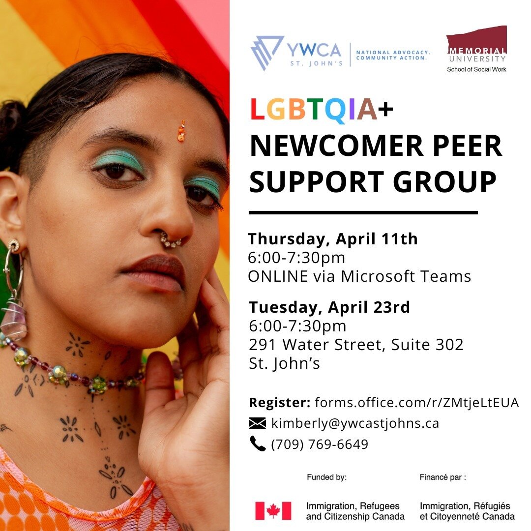 Did you know that YWCA St. John's offers a Peer Support Group for LGBTQIA+ immigrants and refugees? 🏳️&zwj;🌈🏳️&zwj;⚧️

📝 To register for this group, please complete the online registration form here: https://forms.office.com/r/ZMtjeLtEUA (link in