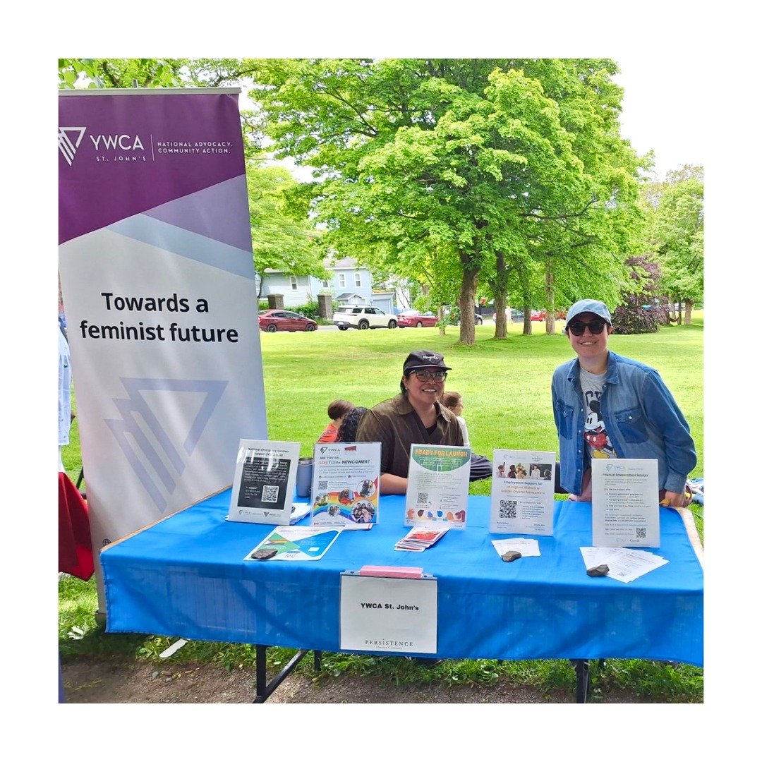 YWCA St. John's staff members, Nadia and Kari, having a great time at @persistencetheatre's event Raise Her Up: Celebrating the Power of Women Working Together.
