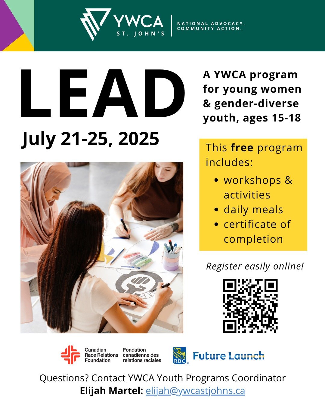 Last call for L.E.A.D 2025 📣‼️
L.E.A.D is a 5-day YWCA leadership program for young women and gender-diverse youth, ages 15-18. You'll meet inspiring community change-makers, connect with peers, and learn about anti-racism and cultural diversity. R