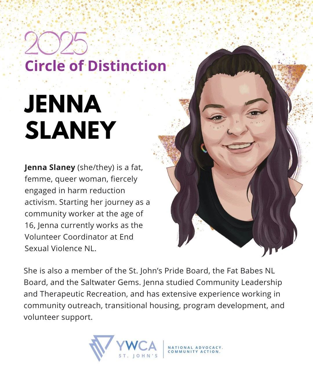 π Presenting our next nominee for the Circle of Distinction Awards: Jenna Slaney!
β¨ Jenna Slaney is a fat, femme, queer woman, fiercely engaged in harm reduction activism. Starting her journey as a community worker at the age of 16, Jenna currentl
