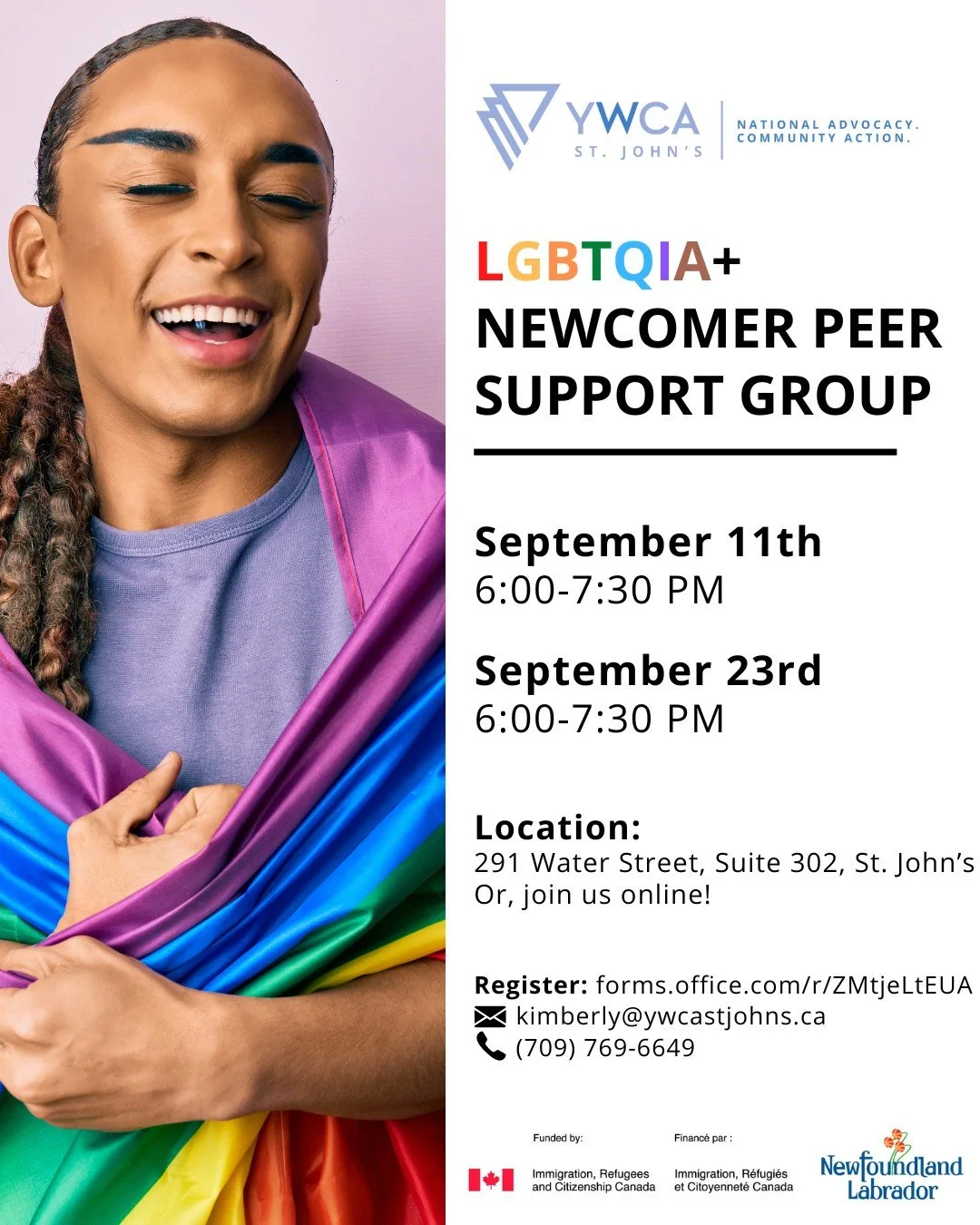 Are you an LGBTQIA+ immigrant or refugee? Find community at our LGBTQIA+ Newcomer Peer Support Group. π
This confidential, non-judgmental space can provide important settlement information, support, and community connection. Meetings take place eve