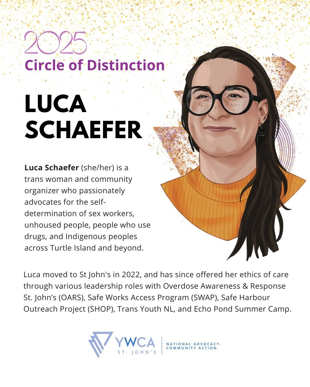 π Presenting our next nominee for the Circle of Distinction Awards: Luca Schaefer!
β¨ Luca Schaefer is a trans woman and community organizer who passionately advocates for the self-determination of sex workers, unhoused people, people who use drugs