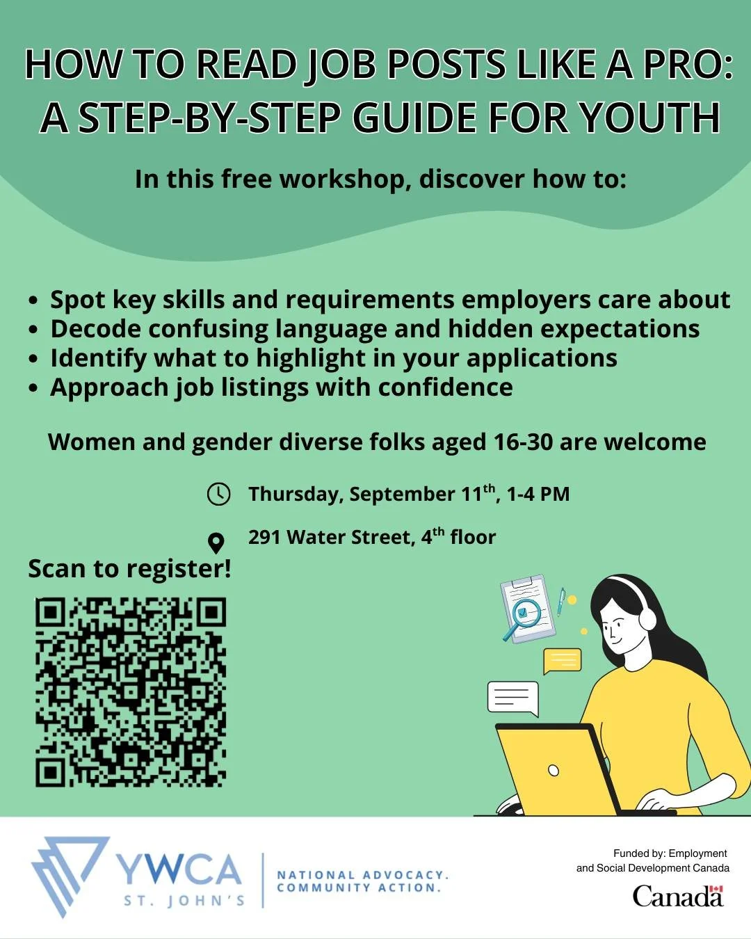 Heads up! We’ve moved the workshop to September 11, same time.
π€ Struggling to make sense of job postings?
Join our free workshop: 'How to Read Job Posts Like a Pro: A Step-by-Step Guide for Youth.' Learn how to decode job listings, highligh
