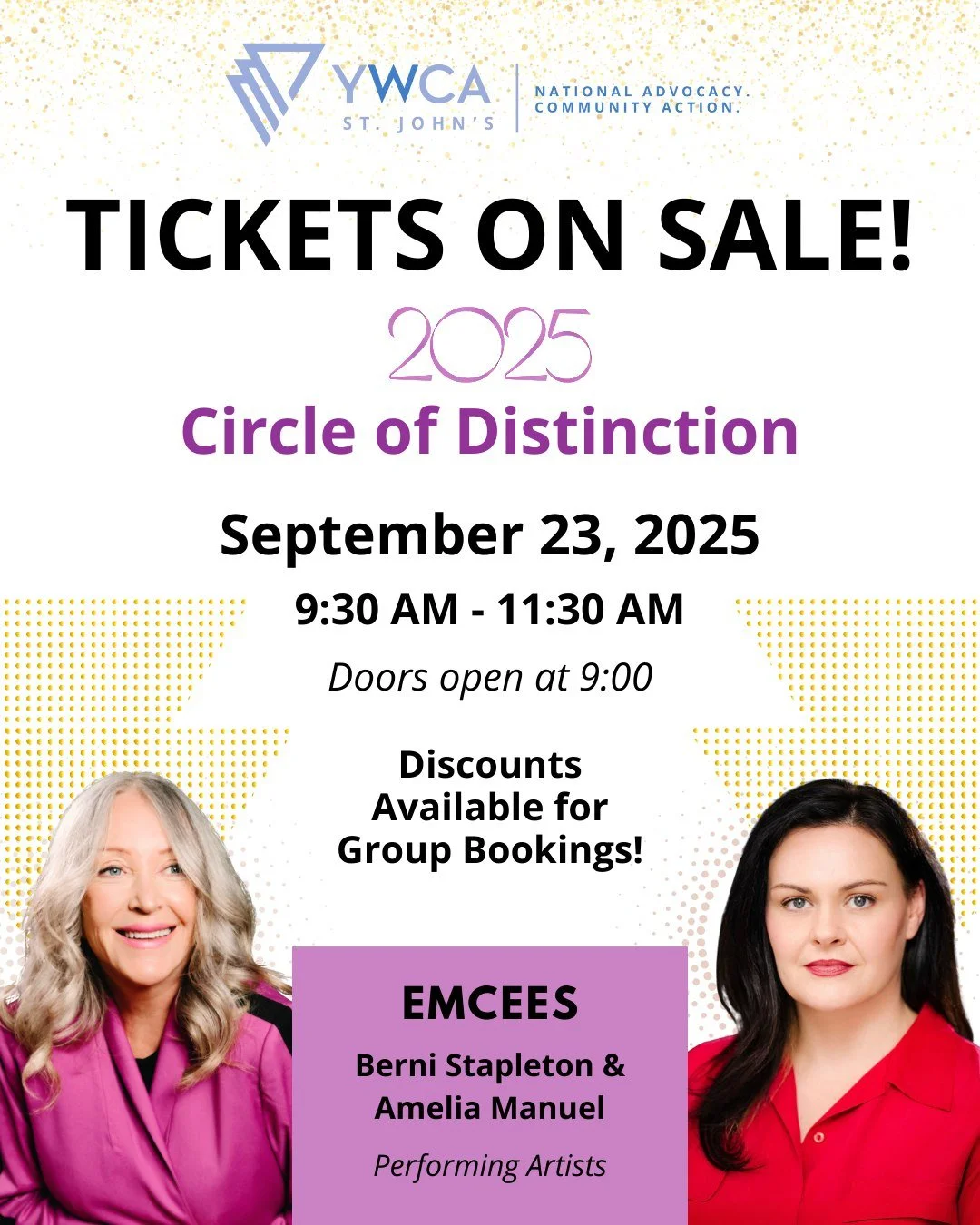 📣 Do you have your tickets yet? Support YWCA St. John's and celebrate community at the 2025 Circle of Distinction Awards.
🎟 Tickets include a donation receipt, full breakfast, reflection on 100 years with YWCA Canada CEO, Aline Nizigama and loca