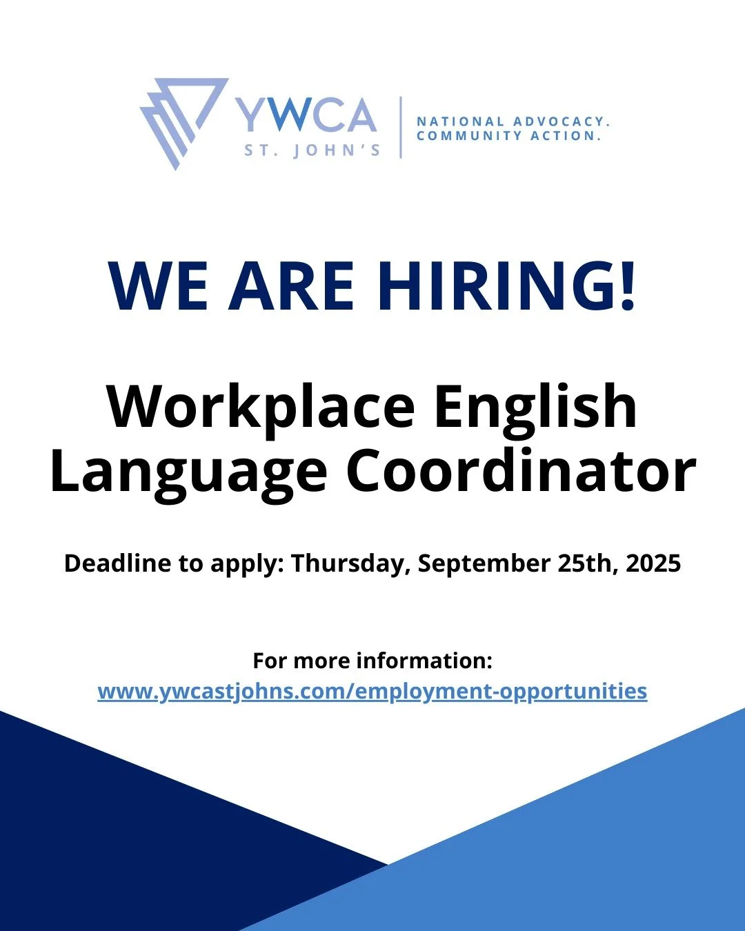 🎉Join our team!
We are seeking an English Language instructor to engage newcomer women and gender diverse job-seekers overcome barriers.
📅Deadline to apply Thursday, September 25th, 2025.
📲For more information visit the link in our bio!