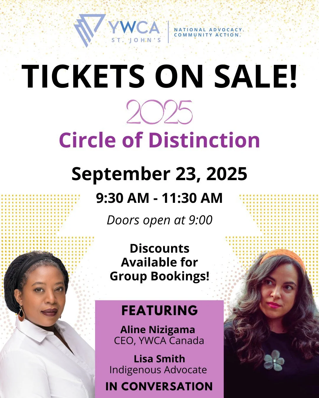 π£ Do you have your tickets yet? Support YWCA St. John's and celebrate community.
Tickets include a donation receipt, full breakfast, reflection on 100 years with YWCA Canada CEO, Aline Nizigama and local Indigenous advocate, Lisa Smith.
πDon't m