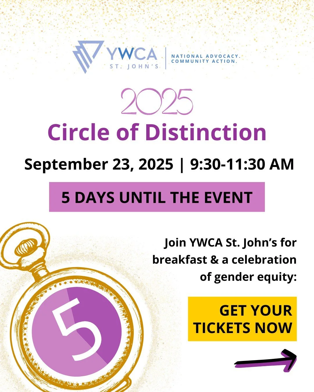 π 5! MORE! DAYS! We are SO excited!
ποΈ The countdown has begun, and there are only 5 days left until the Circle of Distinction Awards event on September 23rd!
οΈ ποΈ We have limited tickets left, and our ticket sales end on Sunday! Be sure to ge
