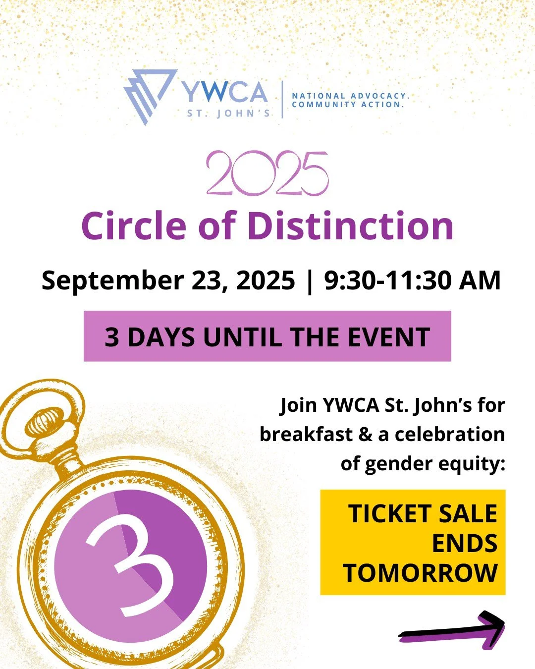 π 3! MORE! DAYS! We are SO excited!
ποΈ The countdown has begun, and there are only 3 days left until the Circle of Distinction Awards event on September 23rd!
οΈ ποΈ We have limited tickets left, and our ticket sales end TOMORROW (Sunday, Sept