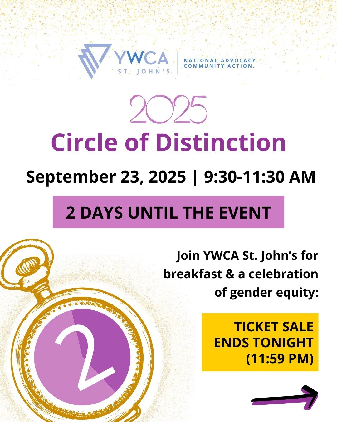 π 2! MORE! DAYS! We are SO excited!
ποΈ The countdown has begun, and there are only 2 days left until the Circle of Distinction Awards event on September 23rd!
οΈποΈ We have limited tickets left, and our ticket sales ends TONIGHT at 11:59 PM NST.
