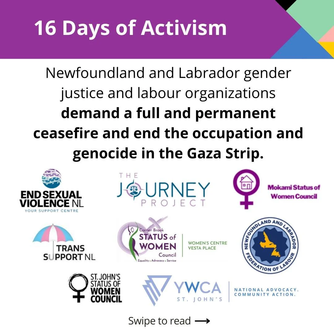 Over the course the 16 Days of Activism against Gender-Based Violence, this coalition formed to reassert collective advocacy of provincial organizations and lead the social sector to make connections between global injustice and the need to advocate 