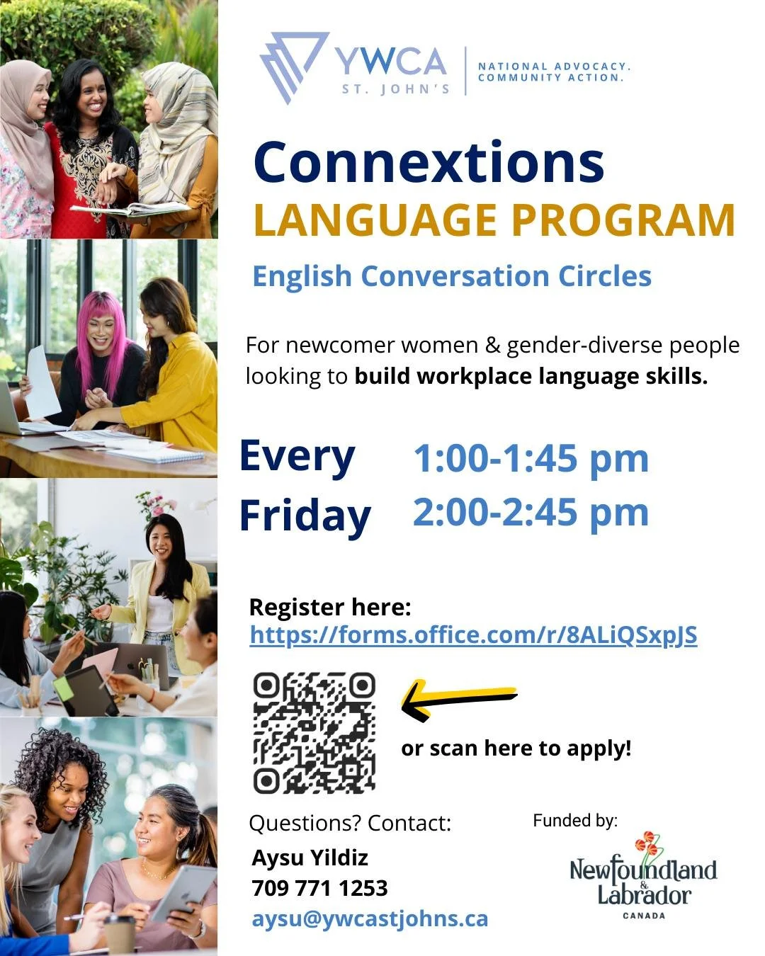 🎉Our Conversation Circle for Workplace English is open for applications!

 Are you&hellip; 
- An 18+ newcomer women or gender-diverse person? 
- Facing difficulties entering the job market because of English? 
- Available every Friday afternoon? 

?