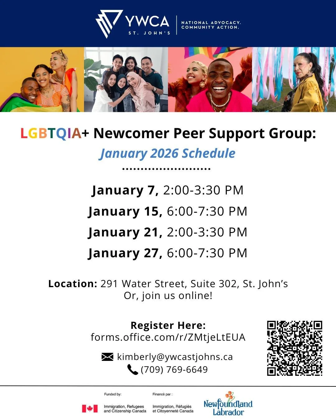 Are you an LGBTQIA+ immigrant or refugee? Find community at our LGBTQIA+ Newcomer Peer Support Group. 🌈

Check out our NEW weekly peer support schedule! We are now offering additional sessions every second Wednesday afternoon. 

This confidential, n