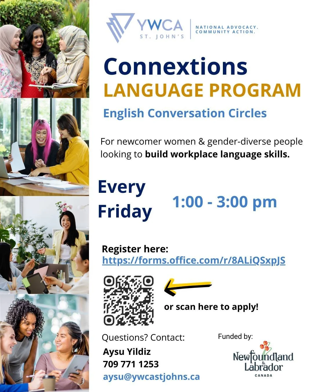 📣 Our Conversation Circle for Workplace English is open for applications!

 
Are you&hellip;
✅An 18+ newcomer women or gender-diverse person?
✅Facing difficulties entering the job market because of English?
✅Looking to practice English with a suppor