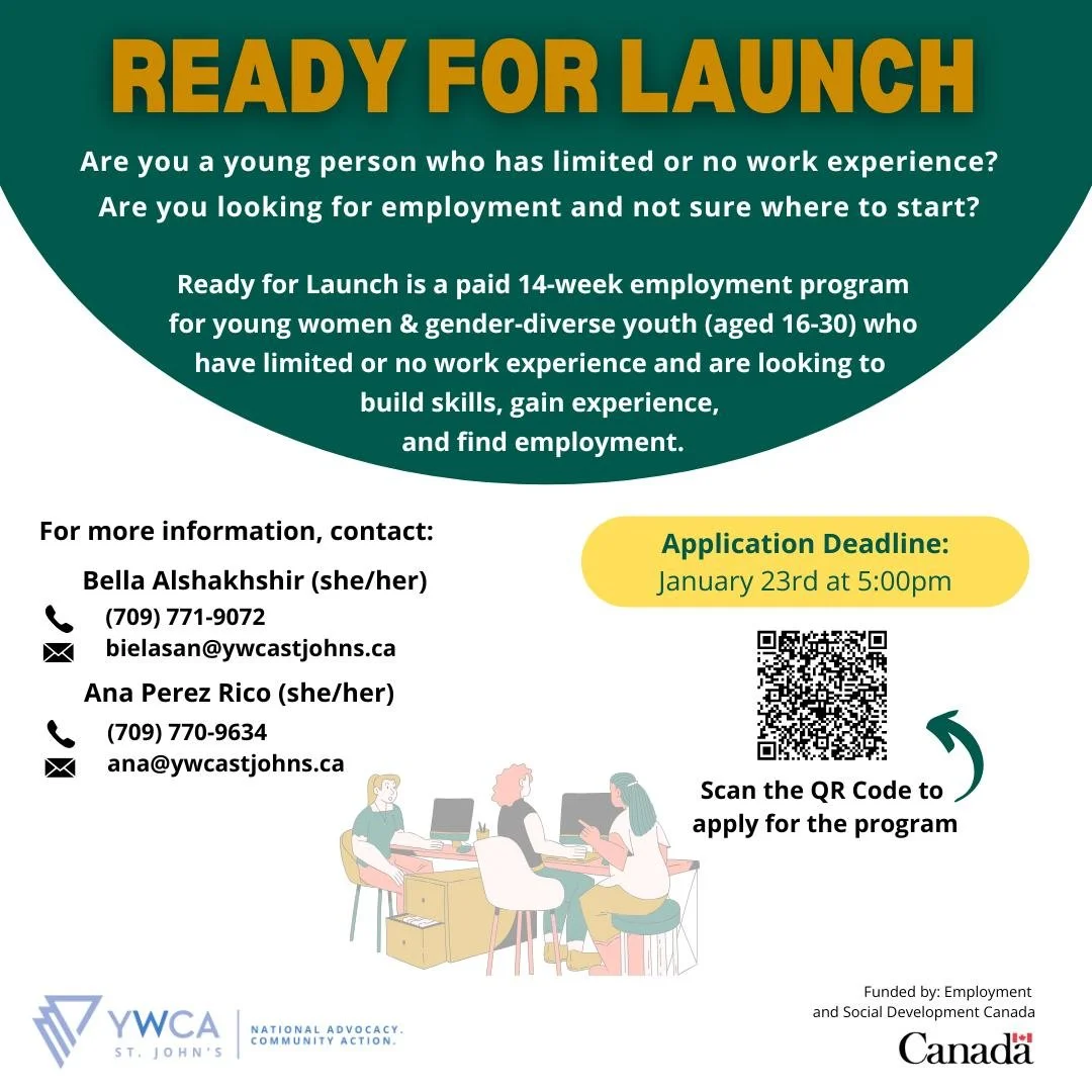 📣Applications for the YWCA&rsquo;s Ready for Launch Program are now open!
 
This 14-week skills program is designed to support young women and gender-diverse youth (aged 16&ndash;30) facing multiple barriers to employment in developing skills and ga