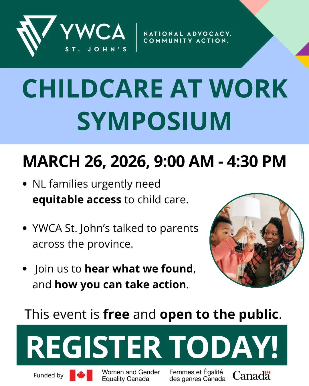 Join us for the results of our provincial consultations on equitable access to childcare!
Hear what we found and how you can take action!
Registration link in bio
https://www.ywcastjohns.com/childcare