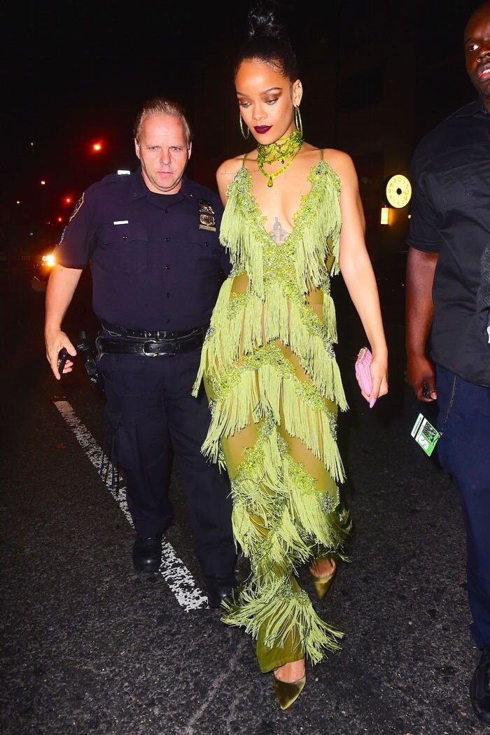 Rihanna wearing vintage Christian Dior by John Galliano