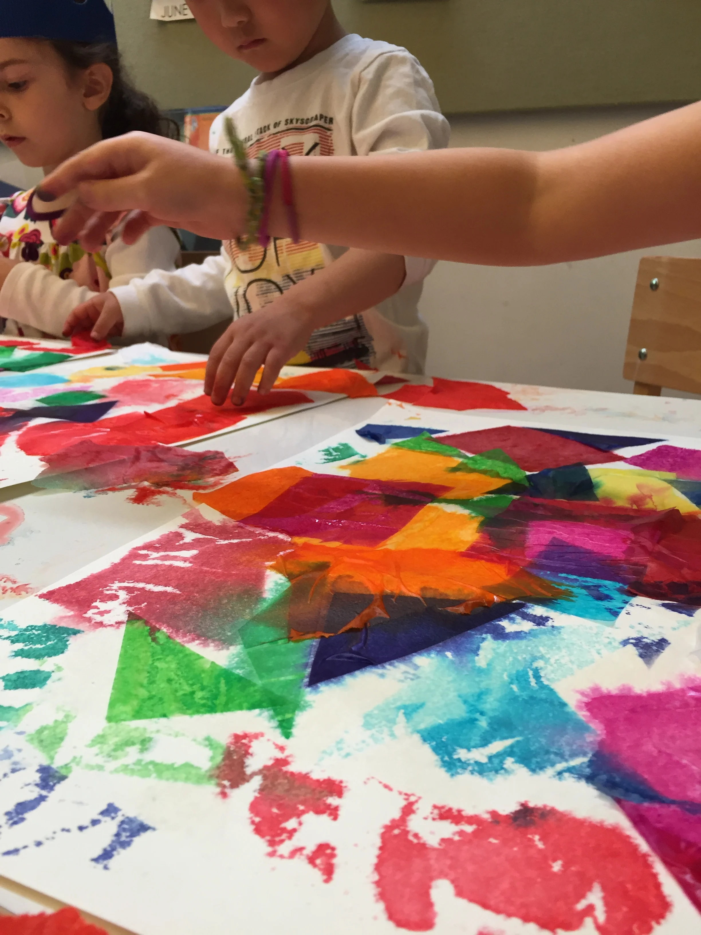 tissue paper collage painting