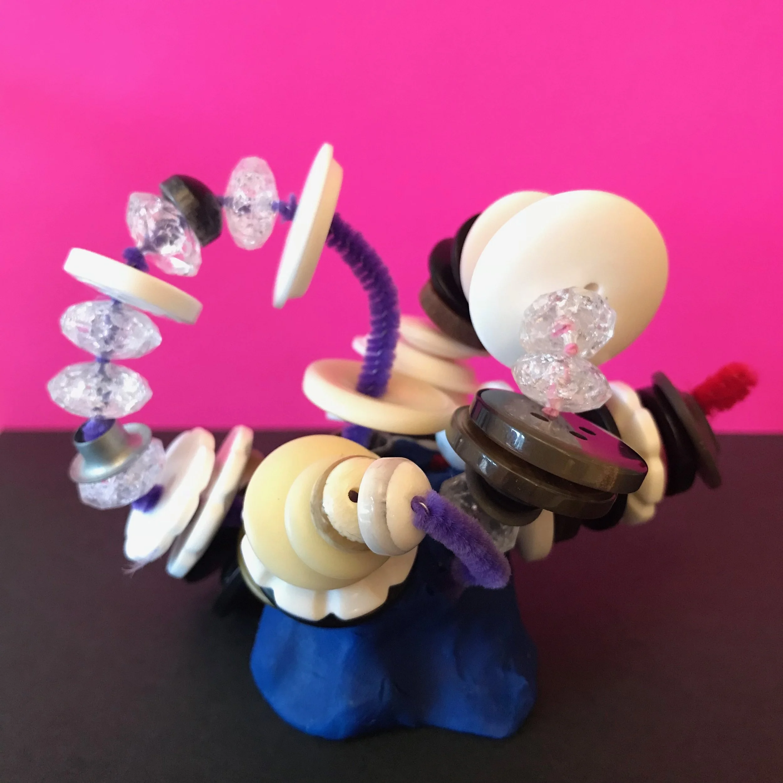 clay, wire and beading sculpture
