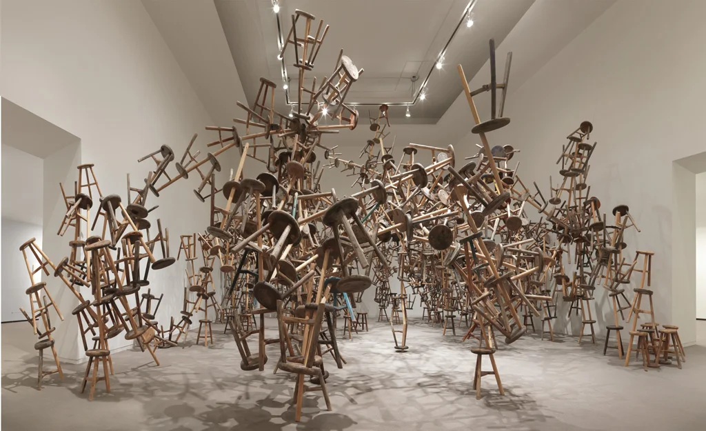 Installation view of Ai Weiwei, Bang, 2010–14, in Unscrolled: Reframing Tradition in Chinese Contemporary Art, exhibition at the Vancouver Art Gallery, November 15, 2014 to April 6, 2015. Photo: Rachel Topham, Vancouver Art Gallery.
