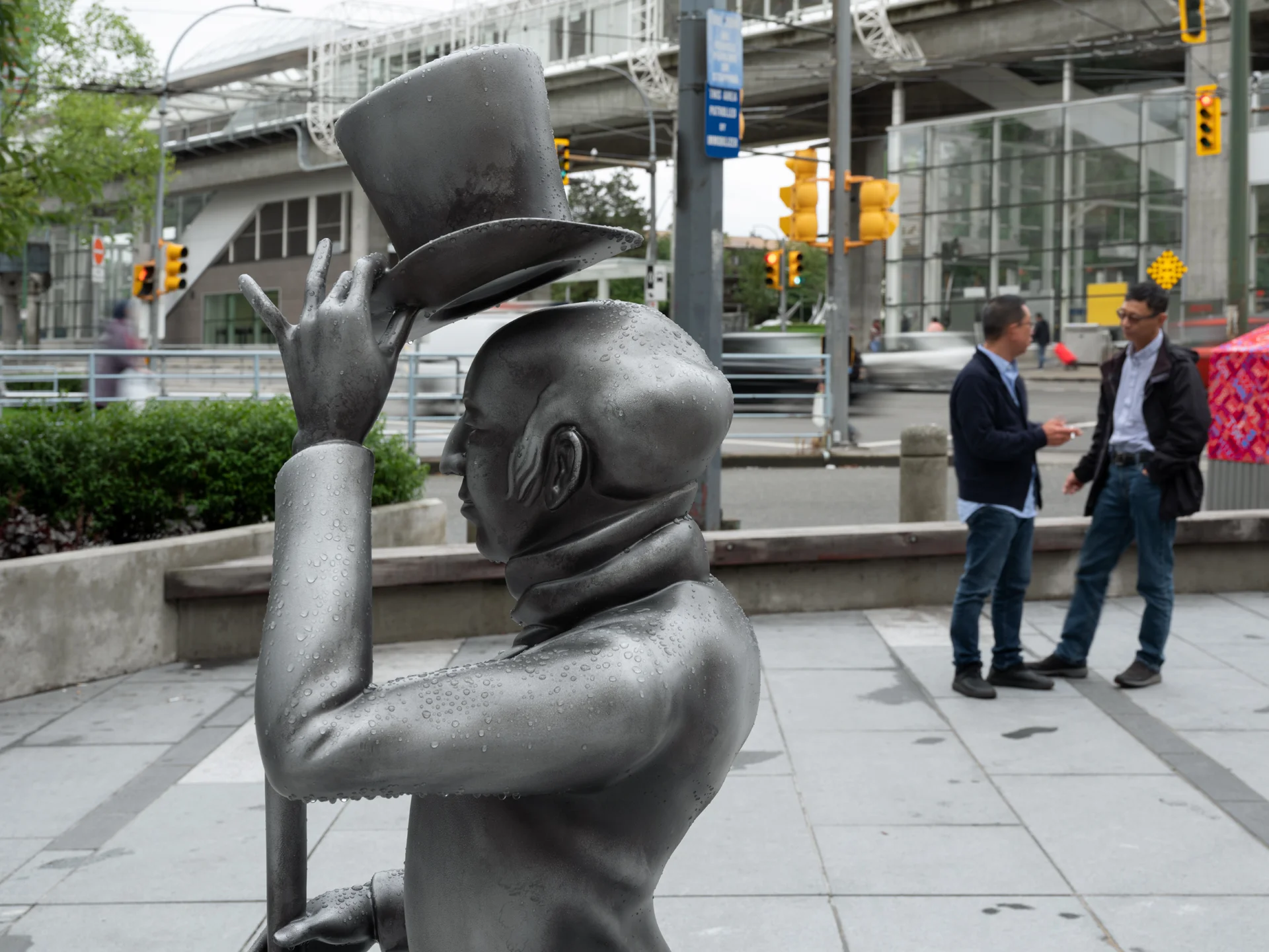 Installation image of Myfanwy Macleod’s figurine at Station Square, 2018. Photo: Rachel Topham Photography.