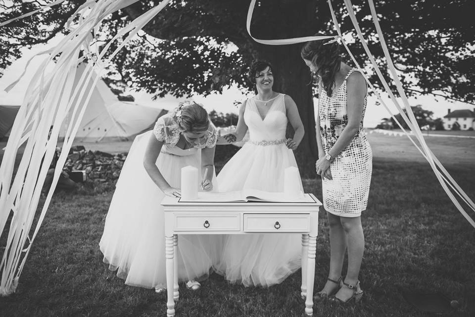 Lisa and Fliss's rustic wedding at Cattow's Farm