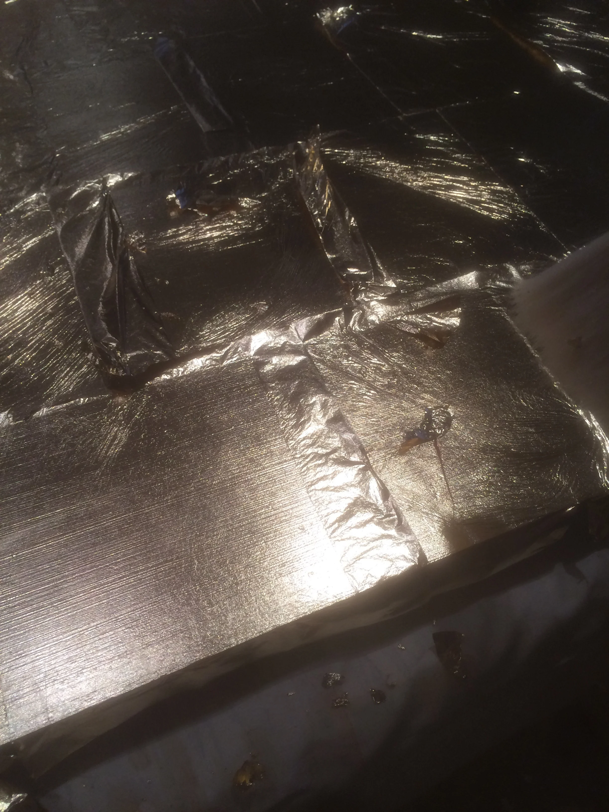 Extreme up close of gold leafing! This was my first time, and I was satisfied with the results. its a tough technique, but not impossible on your first try. 
