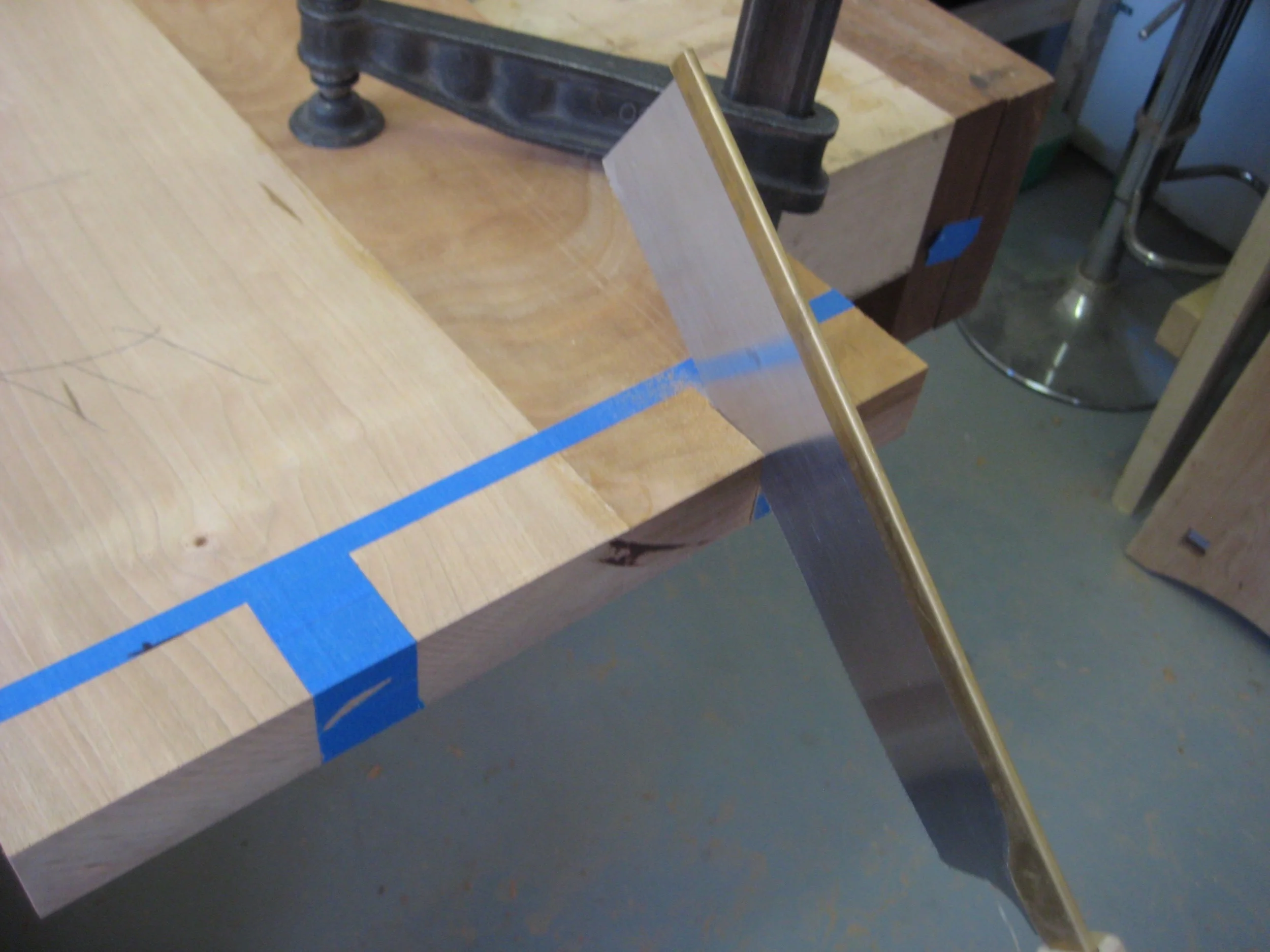 Cutting out the tenons with a hand saw. This could be done many ways, but this was the fastest, especially since this was a one time piece. 
