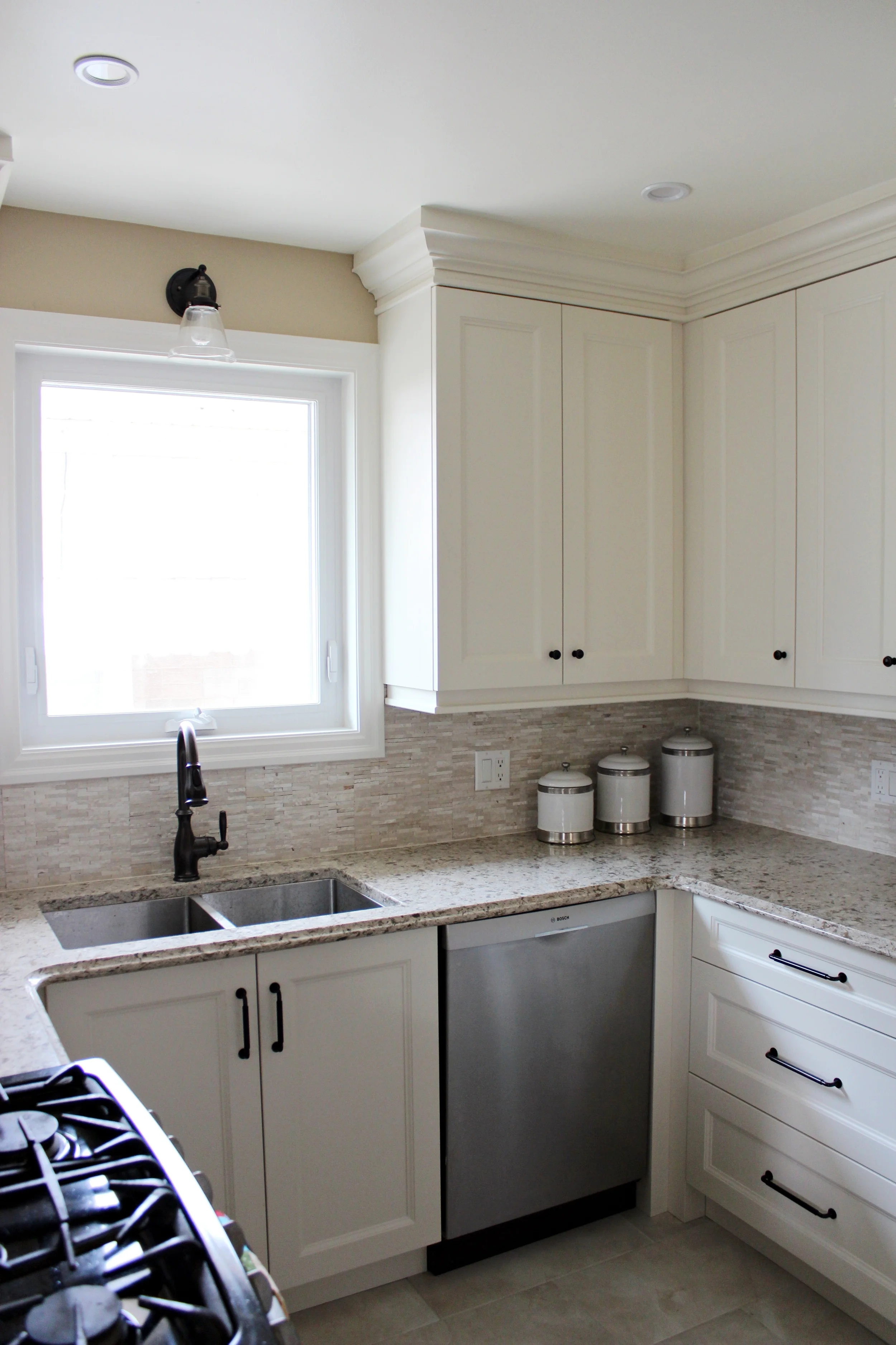 A generous crown brought luxury to the space.