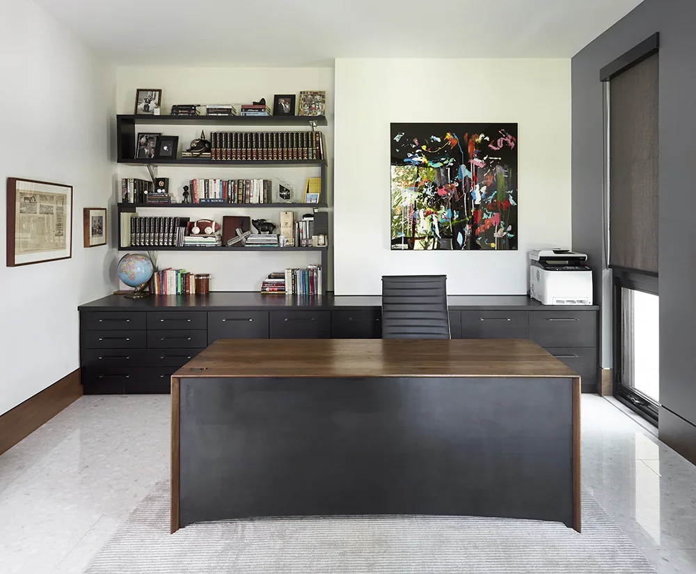 Waterfall Desk - Solid Wood Desk with Steel Front