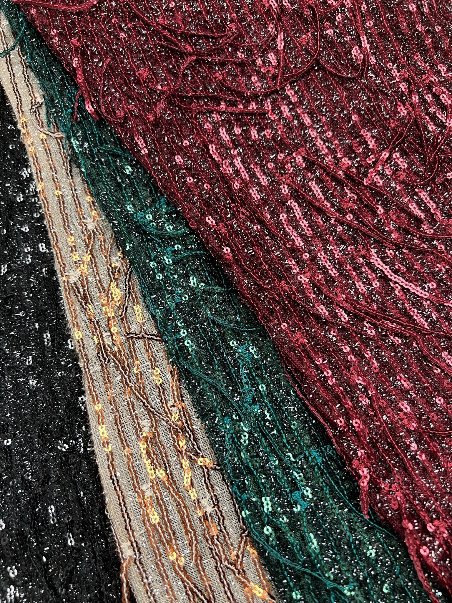 Shimmy Dangle Sequins on Metallic Mesh