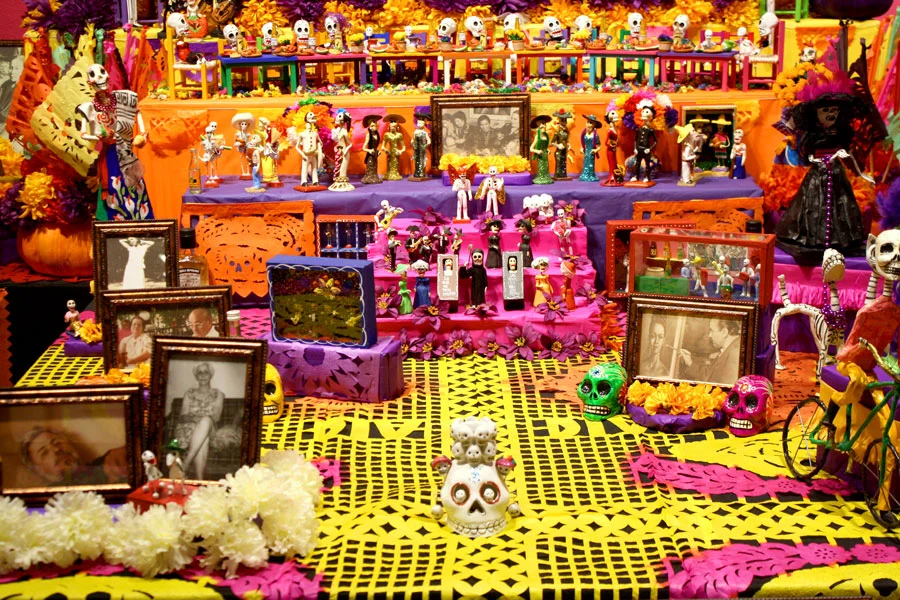 Mexico City Altar by Kateri Aragón and Deidre Kateri Aragón (Sponsored by Live The Language), 2015, Mexic-Arte Museum. Photo by Sixto-Juan Zavala. 