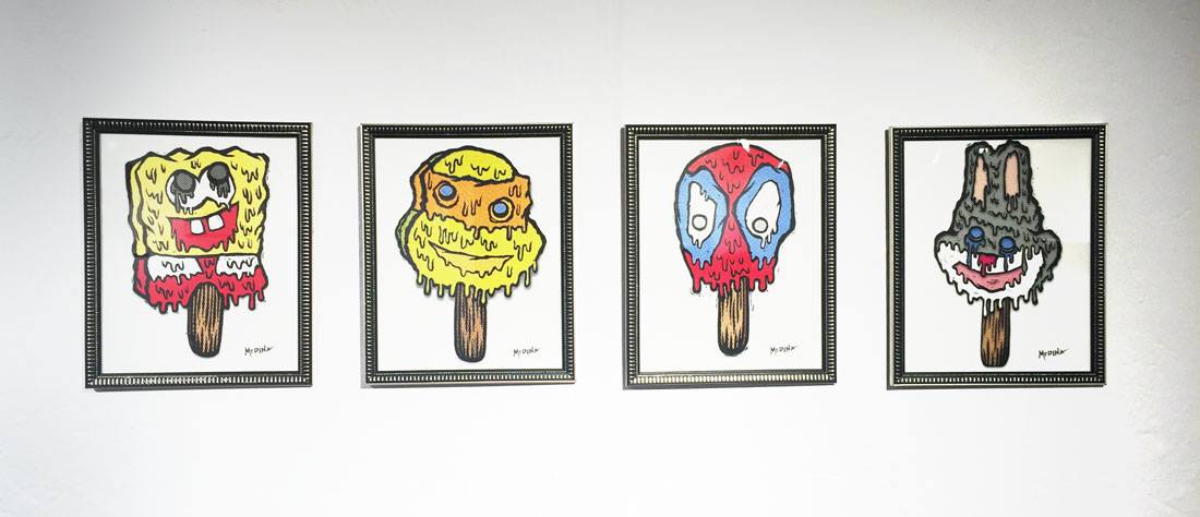 Image: John Medina; Bob, Melting Mikey, Spidey, Bugs ; 2015. Digital Print. 10" x 8".