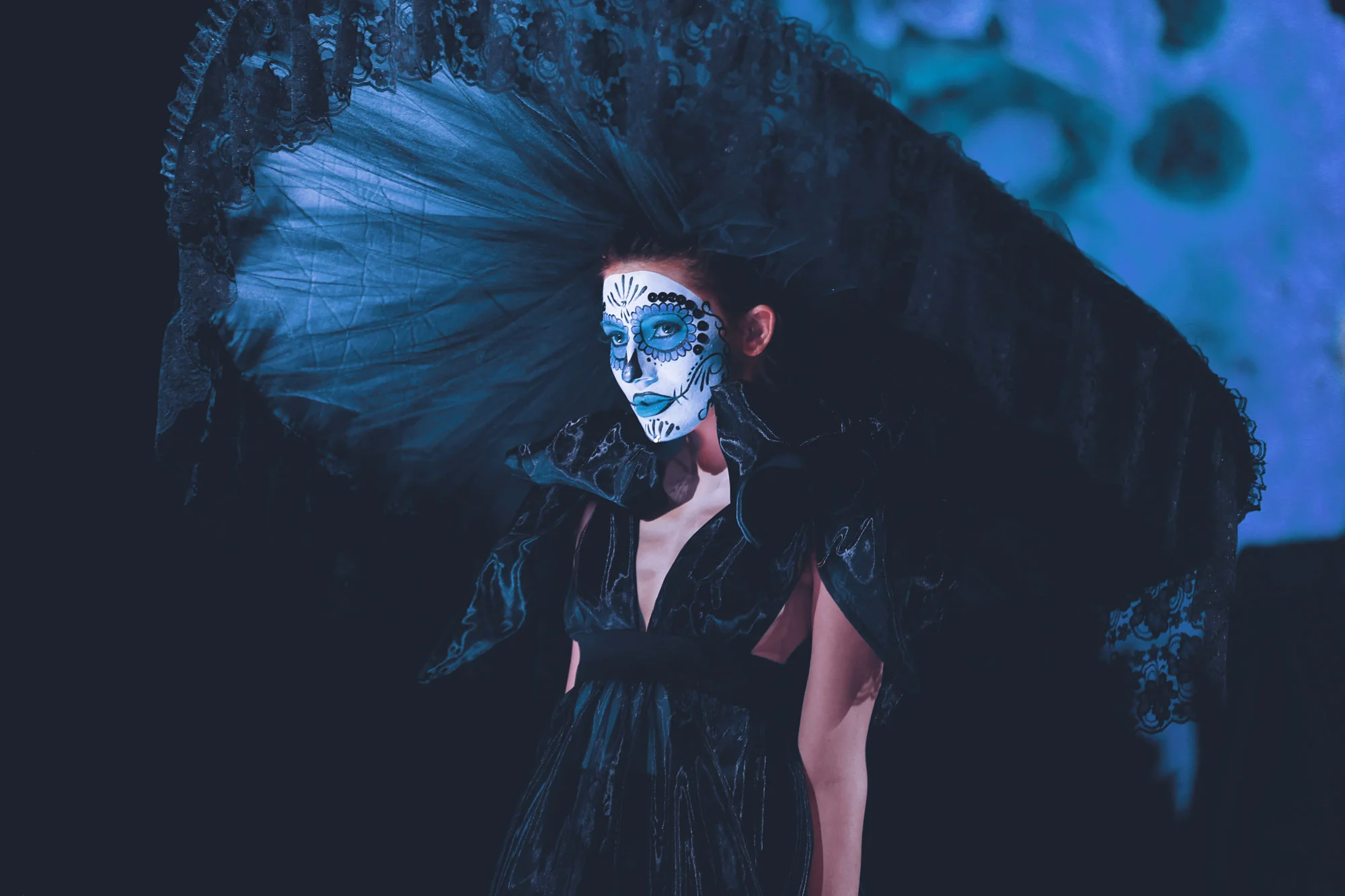 2015 Catrina-inspired fashion design by Midi Soliz. Photo by Krystal Malloy. 