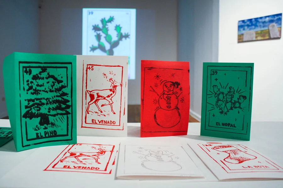 Screen printed holiday cards at Mexic-Arte Museum, 2014. Photo by Adrian Orozco.