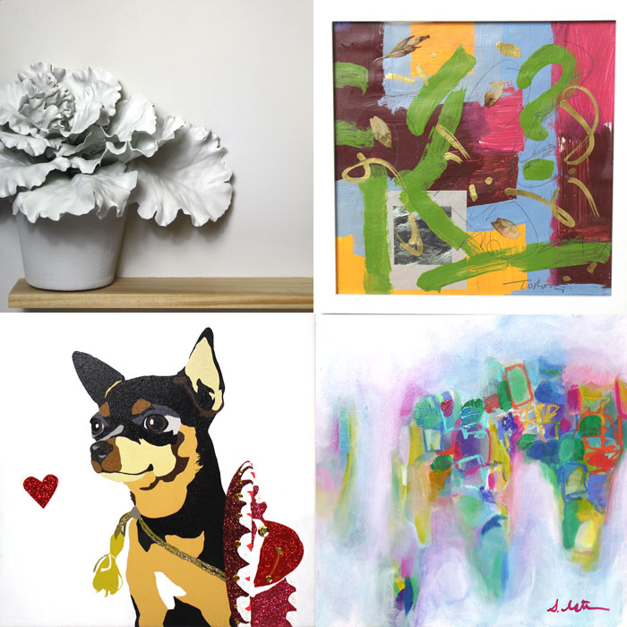 Clockwise from top left: Mery Godigna-Collet and Luis Gutierrez (detail), Jesus Toro Martinez, Stephanie Estrin, Julie Ahmad.