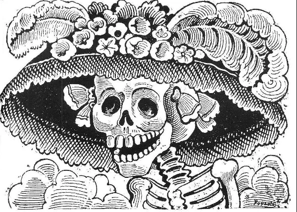 Calavera Catrina, José Guadalupe Posada. Zinc etching, 1910.
