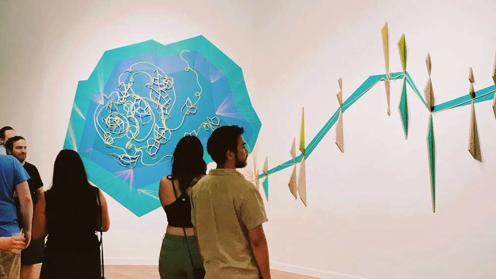 Picture from YLA 24: BUEN VIVIR/VIVIR BIEN & Expresiones en Esculturas/Expressions in Sculptures Exhibitions Opening Reception. Artwork by artist Yareth Fernandez, El Nacimiento del Rio Bravo y sus Puentes Inter-Cologicos , 2019. Photo by Sara Palma.