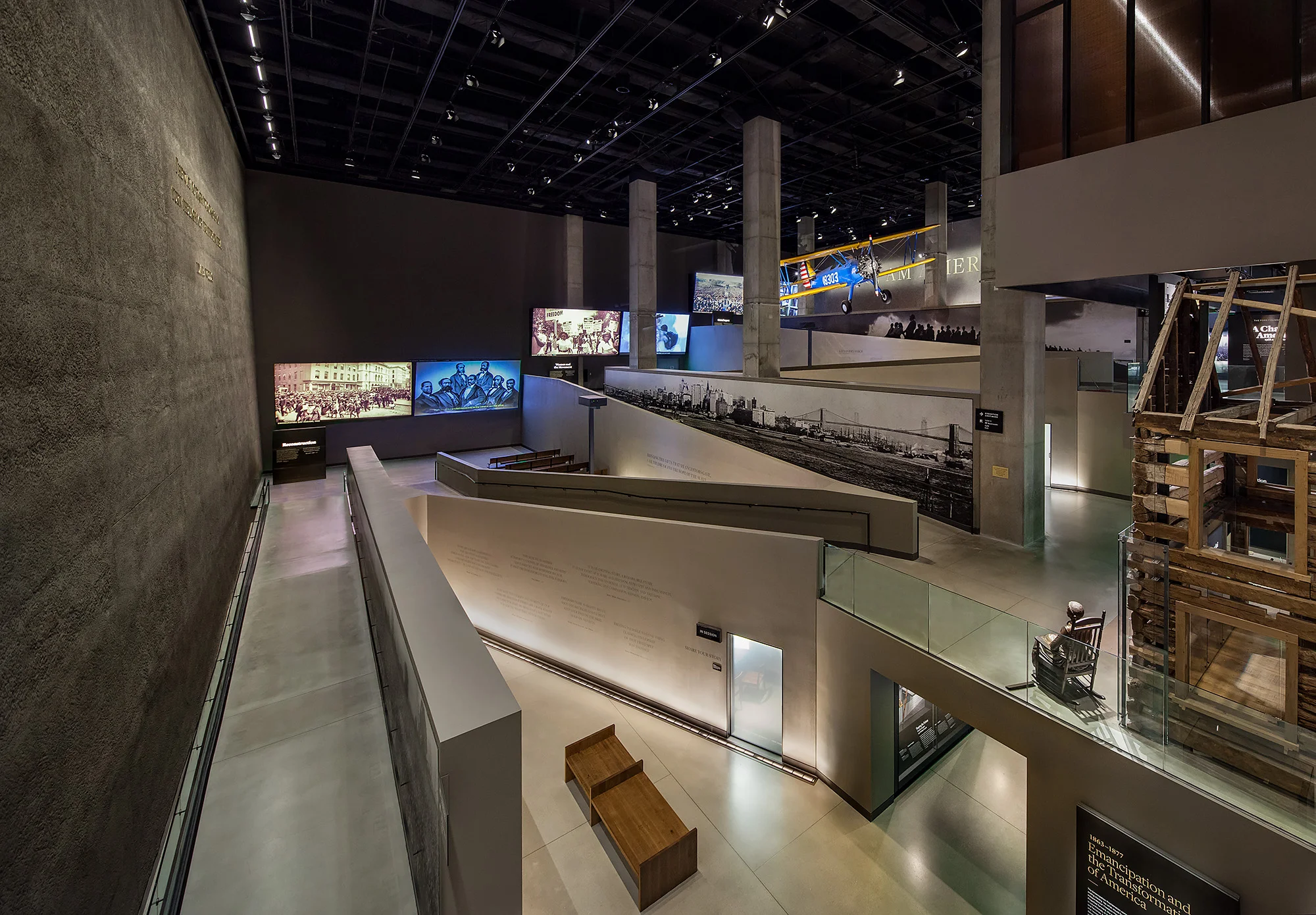 JOURNEY TO FREEDOM. Ramps zigzag and rise through the History galleries. Photo credit: Ron Blunt