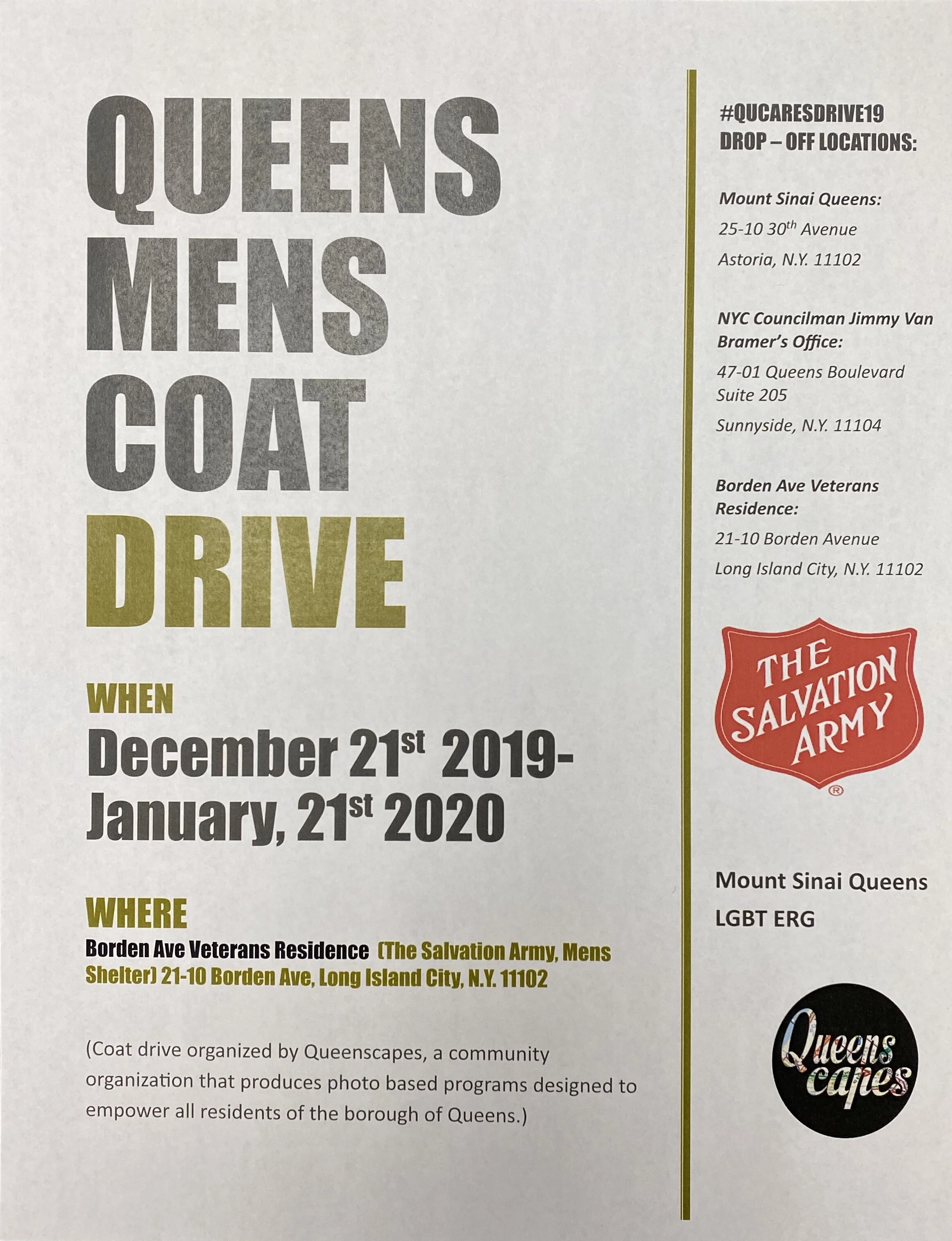 #QUCaresDrive19 - Men's Coat Drive