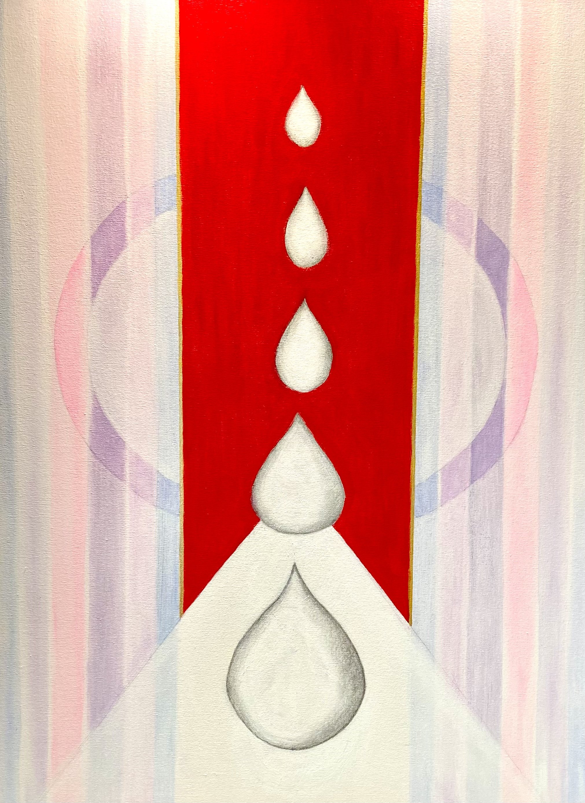 Are We a Drop in the Ocean or the Ocean in a Drop?, acrylic and pencil on canvas, 40 x 30 in, 2024