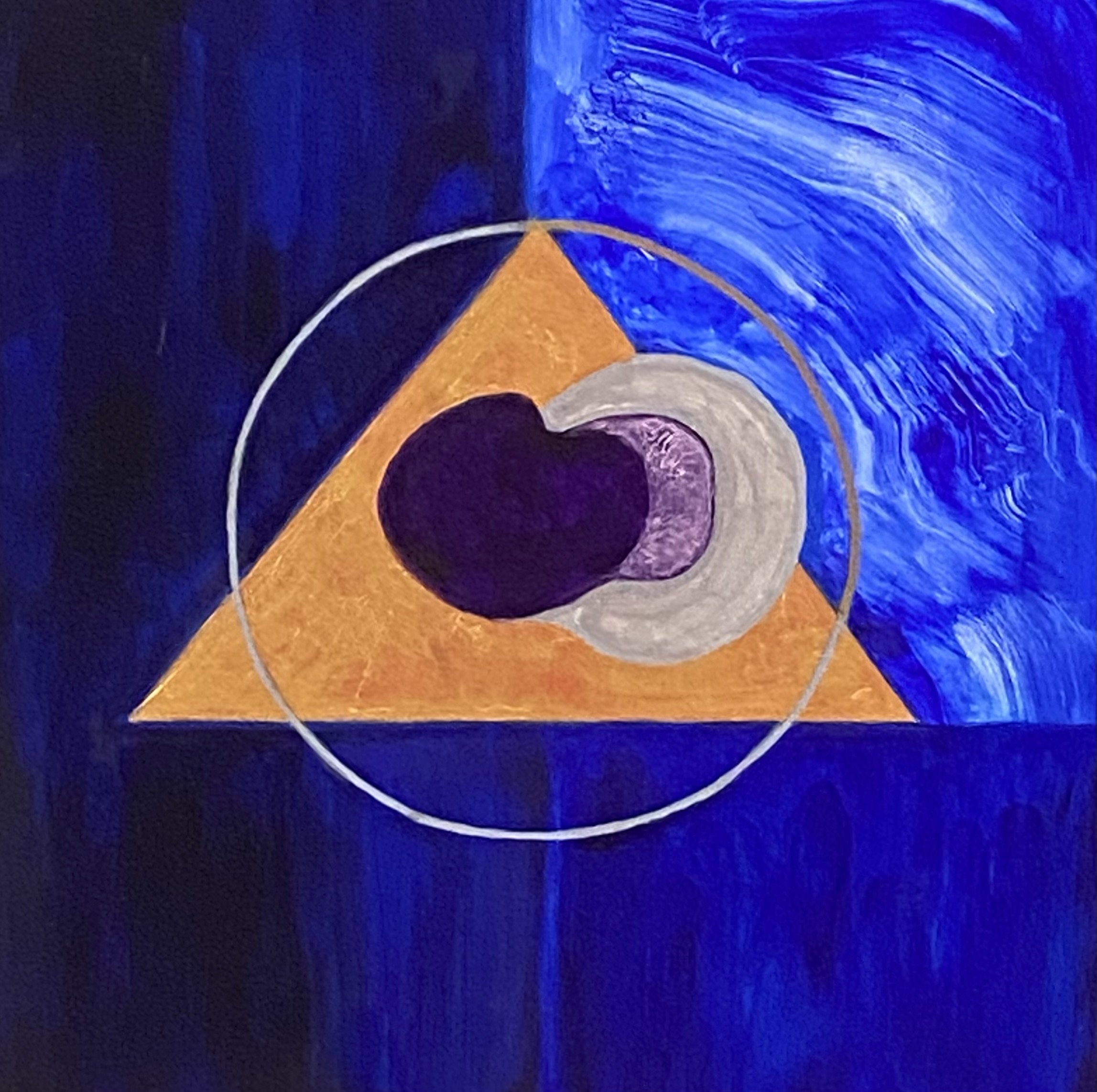 The Meeting, acrylic on wood, 12 x 12 x 1.5 in, 2024