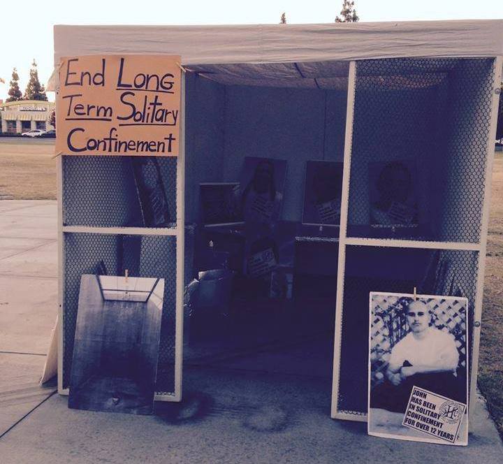 California Families Against Solitary Confinement (CFASC) held a candle light vigil in Norwalk, CA on August 23. This replica cell raises awareness of the stark realities of solitary confinement.