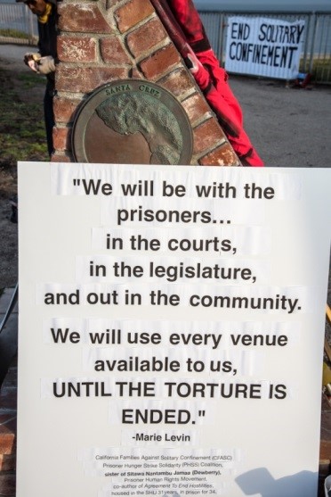 Normal
0
false
false
false
EN-US
X-NONE
X-NONE
Quote from Marie Levin, California Families Against Solitary Confinement (CFASC), Prisoner Hunger Strike Solidarity (PHSS) coalition. Ms. Levin is sister of Sitawa Nantambu Jamaa (Dewberry), Prisoner Human Rights Movement, co-author of Agreement To End Hostilities, housed in the SHU 31 years, in prison 34. (www.abolishsolitary.com, www.familyunitynetwork.org)